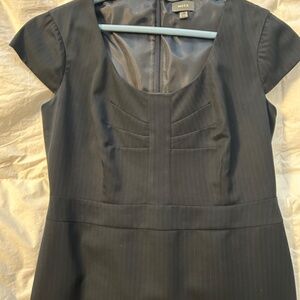 Blue Pinstripe Fitted Office Dress – Size 10